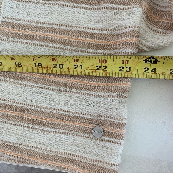 Roxy Striped Cropped Hooded Poncho Sweater Beige Cream Beachy Boho Size Small - Picture 10 of 12